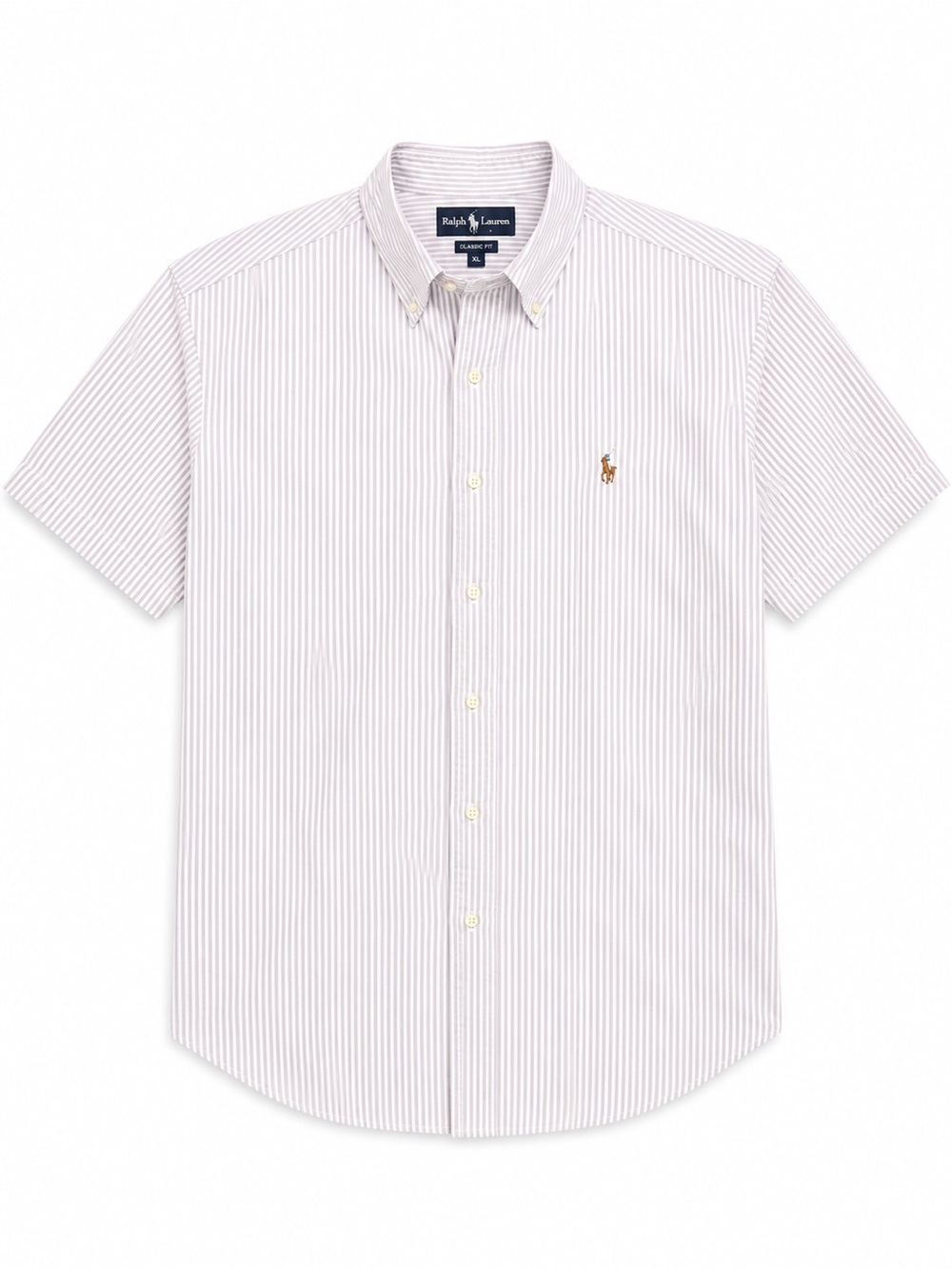 Men Ralph Lauren White Shirt with Thin Purple Stripes